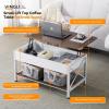imageVINGLI 36quot Lift Top Coffee Table with Free Cloth Storage Bins White Walnut Framhouse Coffee Tables for Living Room Small Modern Coffee Table for Small Space in Minimalistic Style Dark WalnutWhite