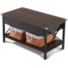 imageVINGLI 36quot Lift Top Coffee Table with Free Cloth Storage Bins White Walnut Framhouse Coffee Tables for Living Room Small Modern Coffee Table for Small Space in Minimalistic Style Dark WalnutRustic Espressoblack