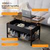 imageVINGLI 36quot Lift Top Coffee Table with Free Cloth Storage Bins White Walnut Framhouse Coffee Tables for Living Room Small Modern Coffee Table for Small Space in Minimalistic Style Dark WalnutRustic Brownblack