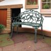 imageVINGLI 385quot Patio Park Garden Outdoor Metal Rose BenchCast Iron Cast Aluminium Frame Antique Finish ChairAccented Lawn Front Porch Path Yard Decor Deck Furniture for 2 Person SeatWhiteGreenblack
