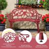 imageVINGLI 385quot Patio Park Garden Outdoor Metal Rose BenchCast Iron Cast Aluminium Frame Antique Finish ChairAccented Lawn Front Porch Path Yard Decor Deck Furniture for 2 Person SeatWhiteRed