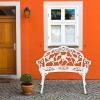 imageVINGLI 385quot Patio Park Garden Outdoor Metal Rose BenchCast Iron Cast Aluminium Frame Antique Finish ChairAccented Lawn Front Porch Path Yard Decor Deck Furniture for 2 Person SeatWhiteWhite