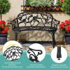 imageVINGLI 385quot Patio Park Garden Outdoor Metal Rose BenchCast Iron Cast Aluminium Frame Antique Finish ChairAccented Lawn Front Porch Path Yard Decor Deck Furniture for 2 Person SeatWhiteBlack