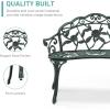 imageVINGLI 385quot Patio Park Garden Outdoor Metal Rose BenchCast Iron Cast Aluminium Frame Antique Finish ChairAccented Lawn Front Porch Path Yard Decor Deck Furniture for 2 Person SeatWhiteGreenblack