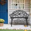 imageVINGLI 385quot Patio Park Garden Outdoor Metal Rose BenchCast Iron Cast Aluminium Frame Antique Finish ChairAccented Lawn Front Porch Path Yard Decor Deck Furniture for 2 Person SeatWhiteBlack