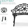 imageVINGLI 385quot Patio Park Garden Outdoor Metal Rose BenchCast Iron Cast Aluminium Frame Antique Finish ChairAccented Lawn Front Porch Path Yard Decor Deck Furniture for 2 Person SeatWhiteBlack