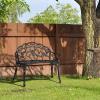 imageVINGLI 385quot Patio Park Garden Outdoor Metal Rose BenchCast Iron Cast Aluminium Frame Antique Finish ChairAccented Lawn Front Porch Path Yard Decor Deck Furniture for 2 Person SeatWhiteBlack