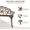 imageVINGLI 385quot Patio Park Garden Outdoor Metal Rose BenchCast Iron Cast Aluminium Frame Antique Finish ChairAccented Lawn Front Porch Path Yard Decor Deck Furniture for 2 Person SeatWhiteBronze