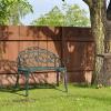 imageVINGLI 385quot Patio Park Garden Outdoor Metal Rose BenchCast Iron Cast Aluminium Frame Antique Finish ChairAccented Lawn Front Porch Path Yard Decor Deck Furniture for 2 Person SeatWhiteGreenblack