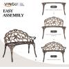 imageVINGLI 385quot Patio Park Garden Outdoor Metal Rose BenchCast Iron Cast Aluminium Frame Antique Finish ChairAccented Lawn Front Porch Path Yard Decor Deck Furniture for 2 Person SeatWhiteBronze
