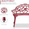 imageVINGLI 385quot Patio Park Garden Outdoor Metal Rose BenchCast Iron Cast Aluminium Frame Antique Finish ChairAccented Lawn Front Porch Path Yard Decor Deck Furniture for 2 Person SeatWhiteRed