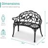 imageVINGLI 385quot Patio Park Garden Outdoor Metal Rose BenchCast Iron Cast Aluminium Frame Antique Finish ChairAccented Lawn Front Porch Path Yard Decor Deck Furniture for 2 Person SeatWhiteBlack