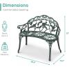 imageVINGLI 385quot Patio Park Garden Outdoor Metal Rose BenchCast Iron Cast Aluminium Frame Antique Finish ChairAccented Lawn Front Porch Path Yard Decor Deck Furniture for 2 Person SeatWhiteGreenblack