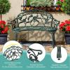 imageVINGLI 385quot Patio Park Garden Outdoor Metal Rose BenchCast Iron Cast Aluminium Frame Antique Finish ChairAccented Lawn Front Porch Path Yard Decor Deck Furniture for 2 Person SeatWhiteGreenblack