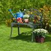 imageVINGLI 385quot Patio Park Garden Outdoor Metal Rose BenchCast Iron Cast Aluminium Frame Antique Finish ChairAccented Lawn Front Porch Path Yard Decor Deck Furniture for 2 Person SeatWhiteGreenblack