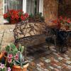 imageVINGLI 385quot Patio Park Garden Outdoor Metal Rose BenchCast Iron Cast Aluminium Frame Antique Finish ChairAccented Lawn Front Porch Path Yard Decor Deck Furniture for 2 Person SeatWhiteBronze