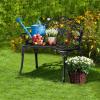 imageVINGLI 385quot Patio Park Garden Outdoor Metal Rose BenchCast Iron Cast Aluminium Frame Antique Finish ChairAccented Lawn Front Porch Path Yard Decor Deck Furniture for 2 Person SeatWhiteBlack