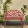 imageVINGLI 385quot Patio Park Garden Outdoor Metal Rose BenchCast Iron Cast Aluminium Frame Antique Finish ChairAccented Lawn Front Porch Path Yard Decor Deck Furniture for 2 Person SeatWhiteRed