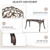 imageVINGLI 385quot Patio Park Garden Outdoor Metal Rose BenchCast Iron Cast Aluminium Frame Antique Finish ChairAccented Lawn Front Porch Path Yard Decor Deck Furniture for 2 Person SeatWhiteBronze