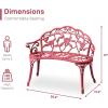 imageVINGLI 385quot Patio Park Garden Outdoor Metal Rose BenchCast Iron Cast Aluminium Frame Antique Finish ChairAccented Lawn Front Porch Path Yard Decor Deck Furniture for 2 Person SeatWhiteRed