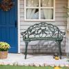 imageVINGLI 385quot Patio Park Garden Outdoor Metal Rose BenchCast Iron Cast Aluminium Frame Antique Finish ChairAccented Lawn Front Porch Path Yard Decor Deck Furniture for 2 Person SeatWhiteGreenblack