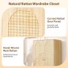imageVINGLI 38quot W Armoire Wardrobe Closet with Hanging Rod Bedroom 71quot Freestanding Wardrobe Cabinet with Doors Adjustable Shelves and Drawer Open Compartment Rustic BrownNatural Rattan