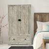 imageVINGLI 38quot W Armoire Wardrobe Closet with Hanging Rod Bedroom 71quot Freestanding Wardrobe Cabinet with Doors Adjustable Shelves and Drawer Open Compartment Rustic BrownRustic Grey