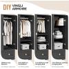 imageVINGLI 38quot W Armoire Wardrobe Closet with Hanging Rod Bedroom 71quot Freestanding Wardrobe Cabinet with Doors Adjustable Shelves and Drawer Open Compartment Rustic BrownBlack