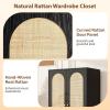 imageVINGLI 38quot W Armoire Wardrobe Closet with Hanging Rod Bedroom 71quot Freestanding Wardrobe Cabinet with Doors Adjustable Shelves and Drawer Open Compartment Rustic BrownBlack Rattan