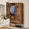 imageVINGLI 38quot W Armoire Wardrobe Closet with Hanging Rod Bedroom 71quot Freestanding Wardrobe Cabinet with Doors Adjustable Shelves and Drawer Open Compartment Rustic BrownRustic Brown