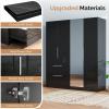 imageVINGLI 38quot W Armoire Wardrobe Closet with Hanging Rod Bedroom 71quot Freestanding Wardrobe Cabinet with Doors Adjustable Shelves and Drawer Open Compartment Rustic BrownHigh Gloss Black