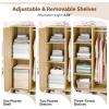 imageVINGLI 38quot W Armoire Wardrobe Closet with Hanging Rod Bedroom 71quot Freestanding Wardrobe Cabinet with Doors Adjustable Shelves and Drawer Open Compartment Rustic BrownNatural Rattan