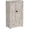 imageVINGLI 38quot W Armoire Wardrobe Closet with Hanging Rod Bedroom 71quot Freestanding Wardrobe Cabinet with Doors Adjustable Shelves and Drawer Open Compartment Rustic BrownRustic Grey