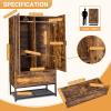 imageVINGLI 38quot W Armoire Wardrobe Closet with Hanging Rod Bedroom 71quot Freestanding Wardrobe Cabinet with Doors Adjustable Shelves and Drawer Open Compartment Rustic BrownRustic Brown