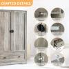 imageVINGLI 38quot W Armoire Wardrobe Closet with Hanging Rod Bedroom 71quot Freestanding Wardrobe Cabinet with Doors Adjustable Shelves and Drawer Open Compartment Rustic BrownRustic Grey