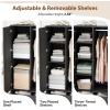 imageVINGLI 38quot W Armoire Wardrobe Closet with Hanging Rod Bedroom 71quot Freestanding Wardrobe Cabinet with Doors Adjustable Shelves and Drawer Open Compartment Rustic BrownBlack Rattan