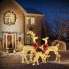 imageVINGLI 3Piece Lighted Christmas Reindeer Family Set Outdoor Decorations Weather Proof Deer Family Set of 3 Christmas Ornament Home Decor Prelit 270 LED Lights with Stakes Zip Ties SecuredGold