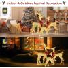 imageVINGLI 3Piece Lighted Christmas Reindeer Family Set Outdoor Decorations Weather Proof Deer Family Set of 3 Christmas Ornament Home Decor Prelit 270 LED Lights with Stakes Zip Ties SecuredGold