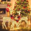 imageVINGLI 3Piece Lighted Christmas Reindeer Family Set Outdoor Decorations Weather Proof Deer Family Set of 3 Christmas Ornament Home Decor Prelit 270 LED Lights with Stakes Zip Ties SecuredGold