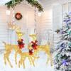 imageVINGLI 3Piece Lighted Christmas Reindeer Family Set Outdoor Decorations Weather Proof Deer Family Set of 3 Christmas Ornament Home Decor Prelit 270 LED Lights with Stakes Zip Ties SecuredGold