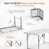 imageVINGLI 4 FT Plastic Folding Camping Table3Level Adjustable Height Portable inOutdoor Party Picnic Dining Desk Garden Soccer Multipurpose Entertaining ActivitiesWhiteWhite