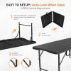 imageVINGLI 4 FT Plastic Folding Camping Table3Level Adjustable Height Portable inOutdoor Party Picnic Dining Desk Garden Soccer Multipurpose Entertaining ActivitiesWhiteBlack