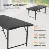 imageVINGLI 4 FT Plastic Folding Camping Table3Level Adjustable Height Portable inOutdoor Party Picnic Dining Desk Garden Soccer Multipurpose Entertaining ActivitiesWhiteBlack
