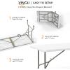 imageVINGLI 4 FT Plastic Folding Camping Table3Level Adjustable Height Portable inOutdoor Party Picnic Dining Desk Garden Soccer Multipurpose Entertaining ActivitiesWhiteWhite