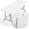 imageVINGLI 4 FT Plastic Folding Camping Table3Level Adjustable Height Portable inOutdoor Party Picnic Dining Desk Garden Soccer Multipurpose Entertaining ActivitiesWhiteWhite
