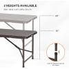 imageVINGLI 4 FT Plastic Folding Camping Table3Level Adjustable Height Portable inOutdoor Party Picnic Dining Desk Garden Soccer Multipurpose Entertaining ActivitiesWhiteBrown