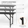 imageVINGLI 4 FT Plastic Folding Camping Table3Level Adjustable Height Portable inOutdoor Party Picnic Dining Desk Garden Soccer Multipurpose Entertaining ActivitiesWhiteBlack