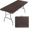 imageVINGLI 4 FT Plastic Folding Camping Table3Level Adjustable Height Portable inOutdoor Party Picnic Dining Desk Garden Soccer Multipurpose Entertaining ActivitiesWhiteBrown