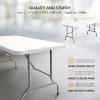 imageVINGLI 4 FT Plastic Folding Camping Table3Level Adjustable Height Portable inOutdoor Party Picnic Dining Desk Garden Soccer Multipurpose Entertaining ActivitiesWhiteWhite