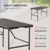 imageVINGLI 4 FT Plastic Folding Camping Table3Level Adjustable Height Portable inOutdoor Party Picnic Dining Desk Garden Soccer Multipurpose Entertaining ActivitiesWhiteBrown